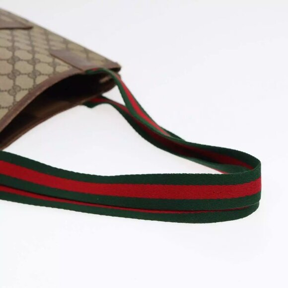 GUCCI GG Supreme Web Sherry Line Tote Bag PVC Beige 001 080 494 Auth 89539 - Picture 8 of 16